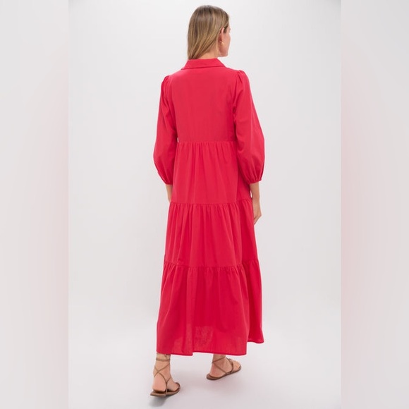 TUCKERNUCK Pomander Place Hibiscus Red Cotton Mabel Maxi Dress Size Small - Picture 2 of 11